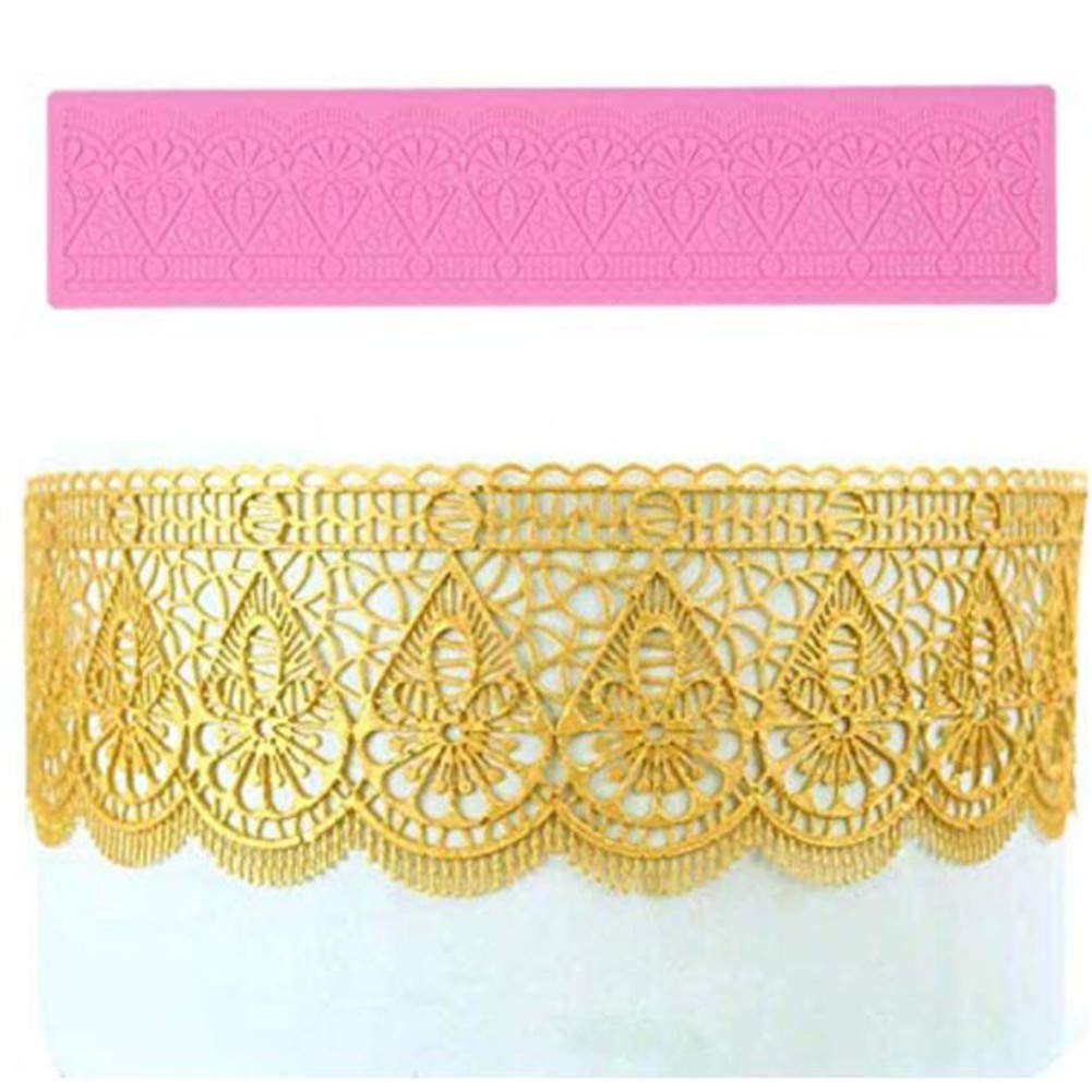 Venus Valink Fleur Impression Dentelle Moule Silicone, Gâteau Tapis Moule, Mariage Fondant Décoration Outils Plats à Four Cupcake Pâte à Chocolat, Bordure Bord En Relief Coussinet - B