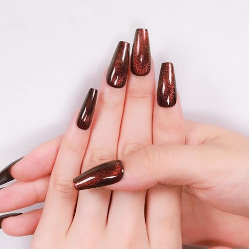 Miniatura 7 de Gentle Claws Uñas postizas a presión con forma de ataúd para mujeres y niñas, 24 uñas postizas reutilizables color rosa y negro