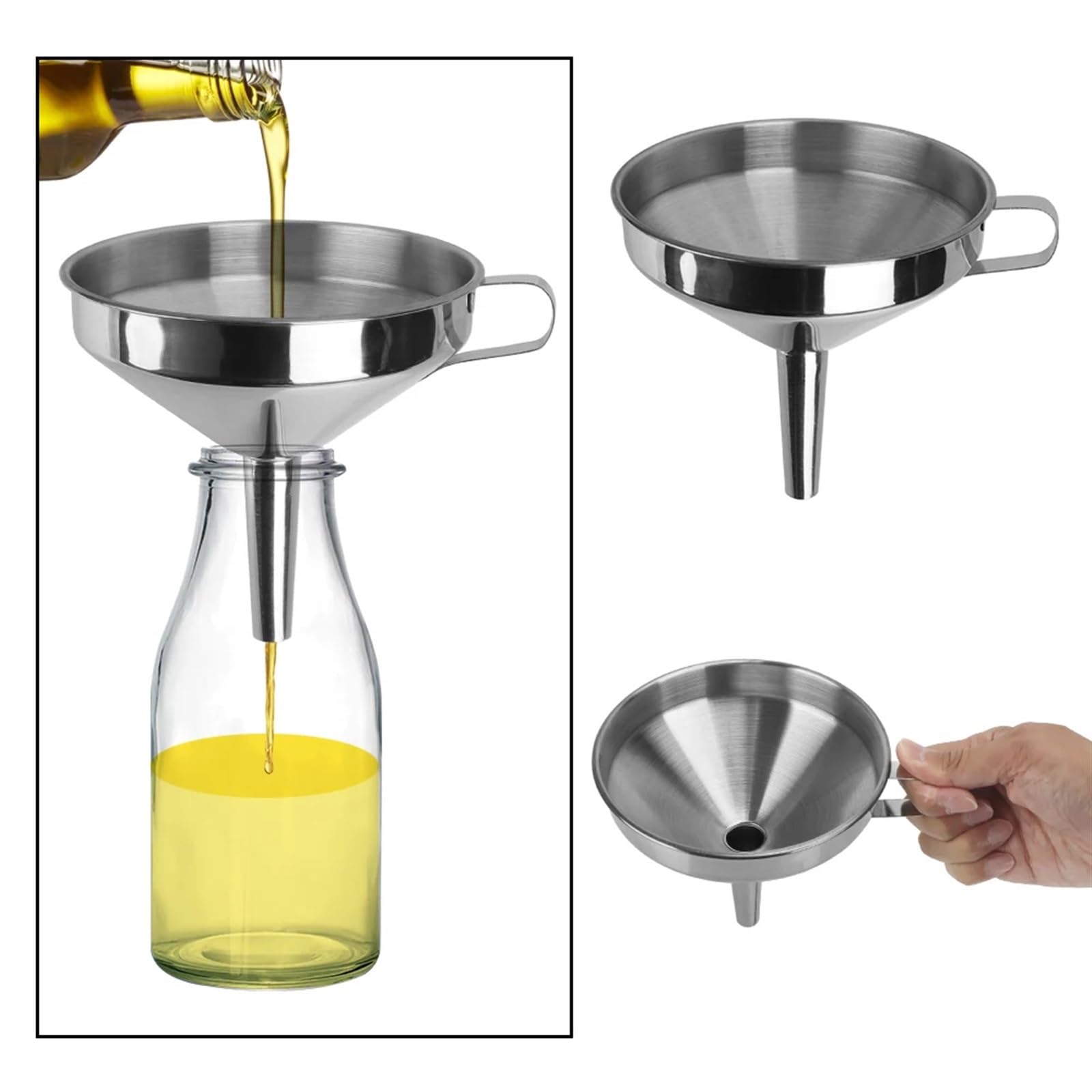 Imbuti a bocca larga Bar Vino Birra Boccetta for olio Imbuto in acciaio inossidabile for conserve di utensili da cucina con filtro staccabile Imbuto in metallo Imbuto Da Cucina (Color : 03)
