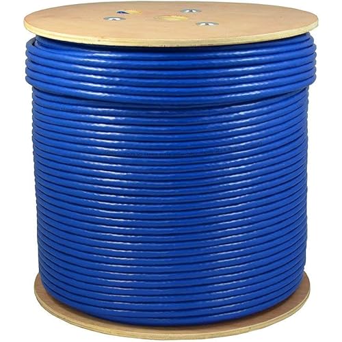 SL610A 1000ft CAT6A F/UTP in-Wall (CMR Rated) Bare Copper Solid 23AWG Conductor 550Mhz Ethernet Wire (Blue)