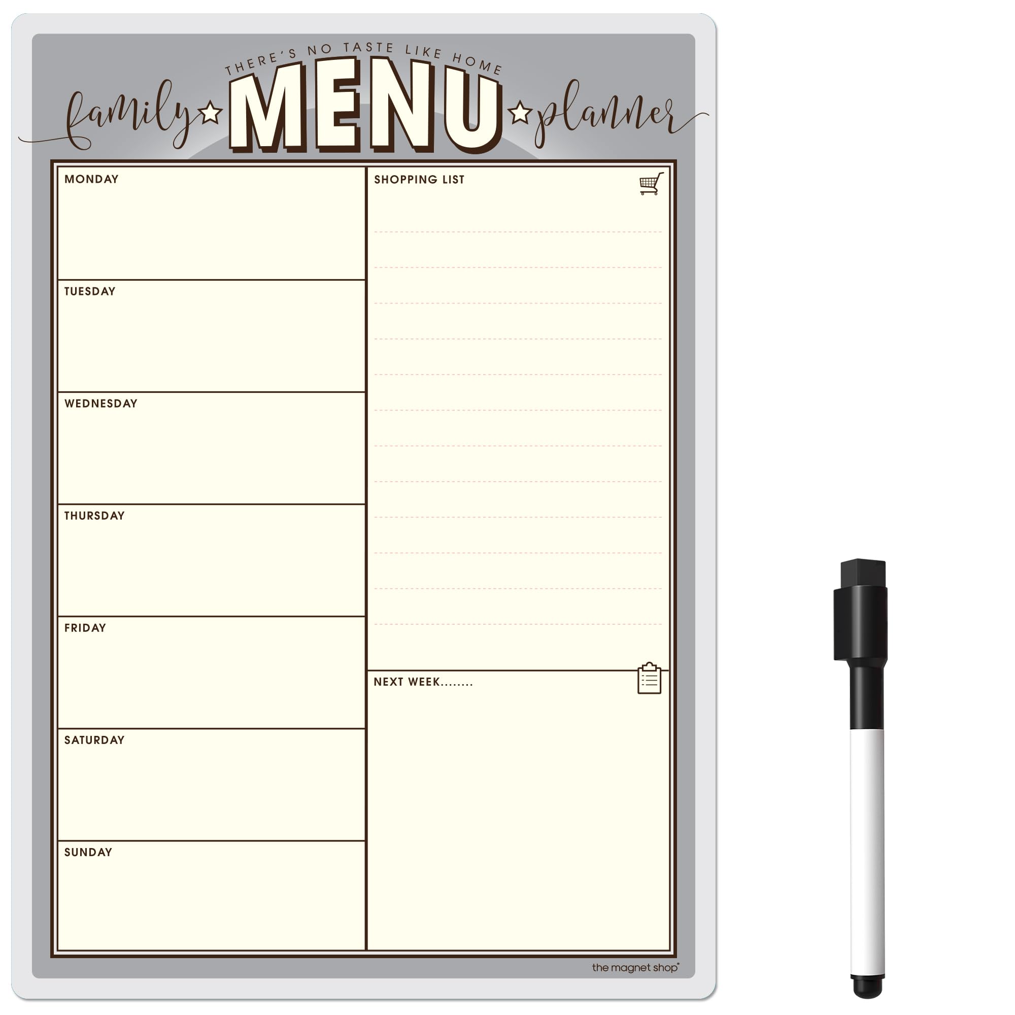 TMS Magnetic Meal Planner for Fridge | Made in the UK | Weekly Meal Prep Whiteboard, Calendar or Organiser for Work or Family Planning (Charcoal Family, A4 (30 x 21cm))