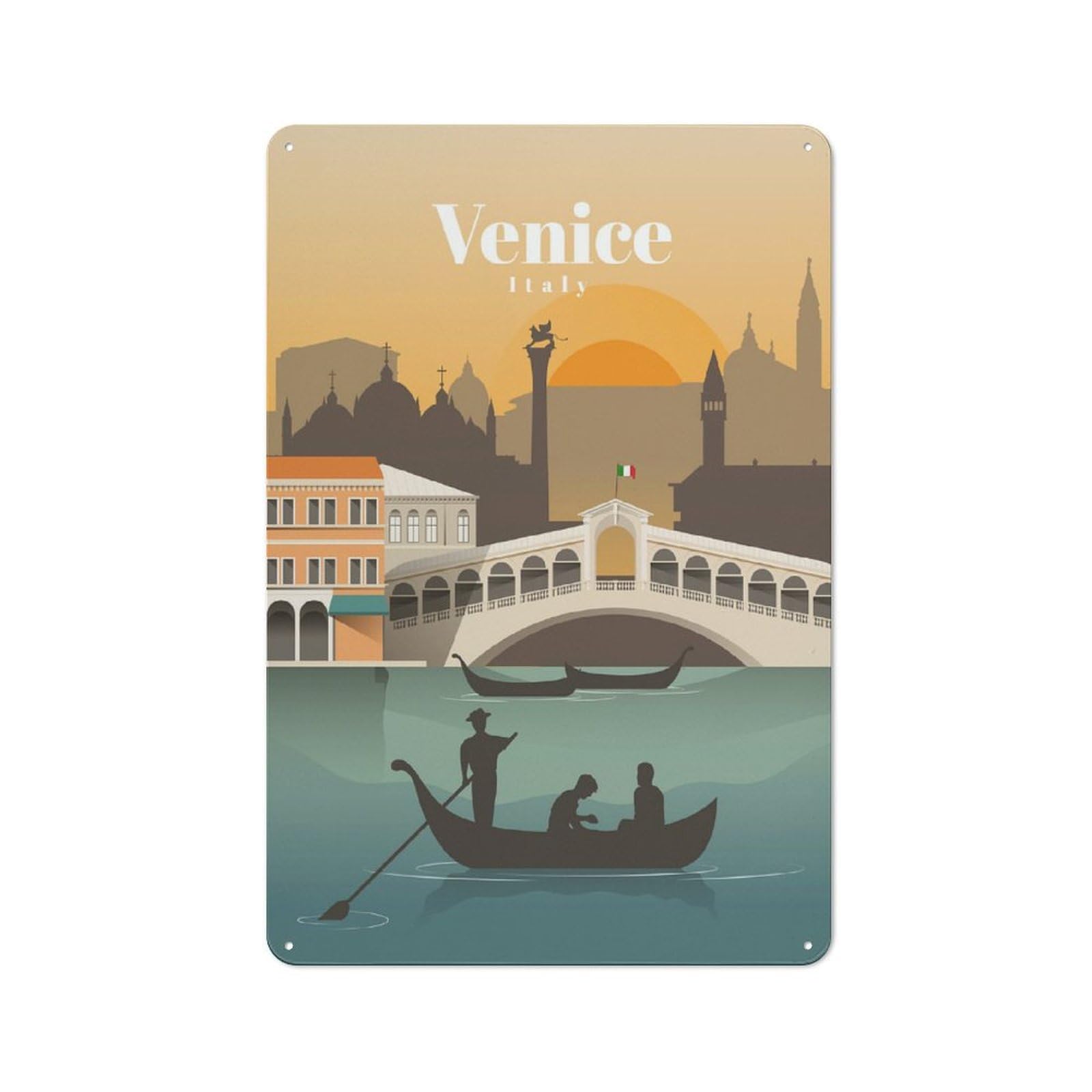 Smart Travel to Venice Office Metal Sign 30x20cm, Study Room Decor for Home Office, Reading Corner Or Bedroom
