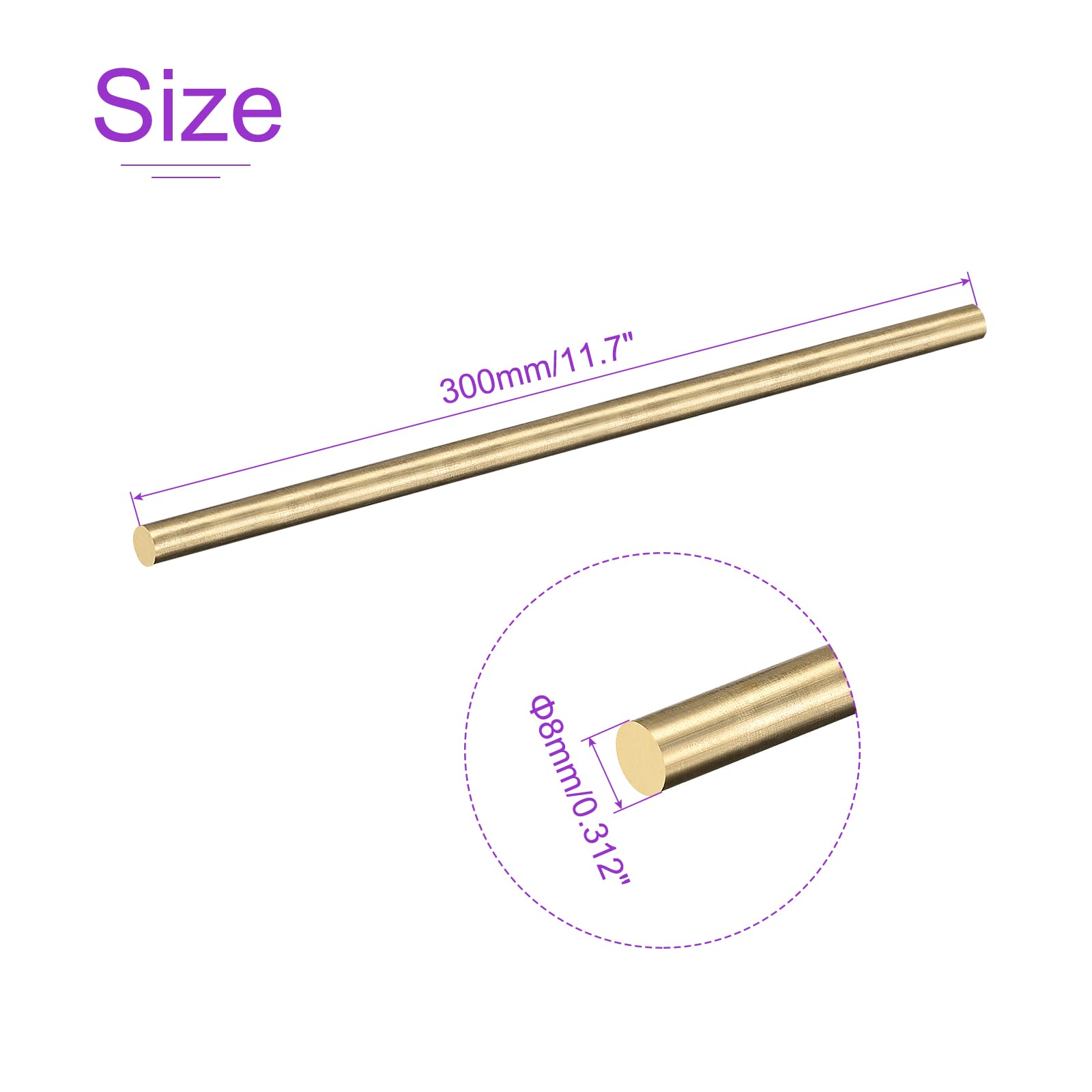 Asta In Ottone 8mm X 300mm - Per Modellismo Fai-da-te - Barra Tornio Per RC - Foto 2