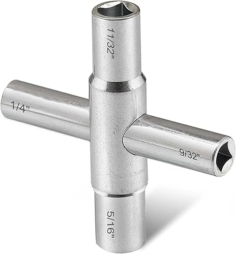 Llave de llave Sillcock de 4 vías, 14 pulgadas, 932 pulgadas, 516 pulgadas, 1132 pulgadas, se adapta a la mayoría de Sillcock, llave de paso,