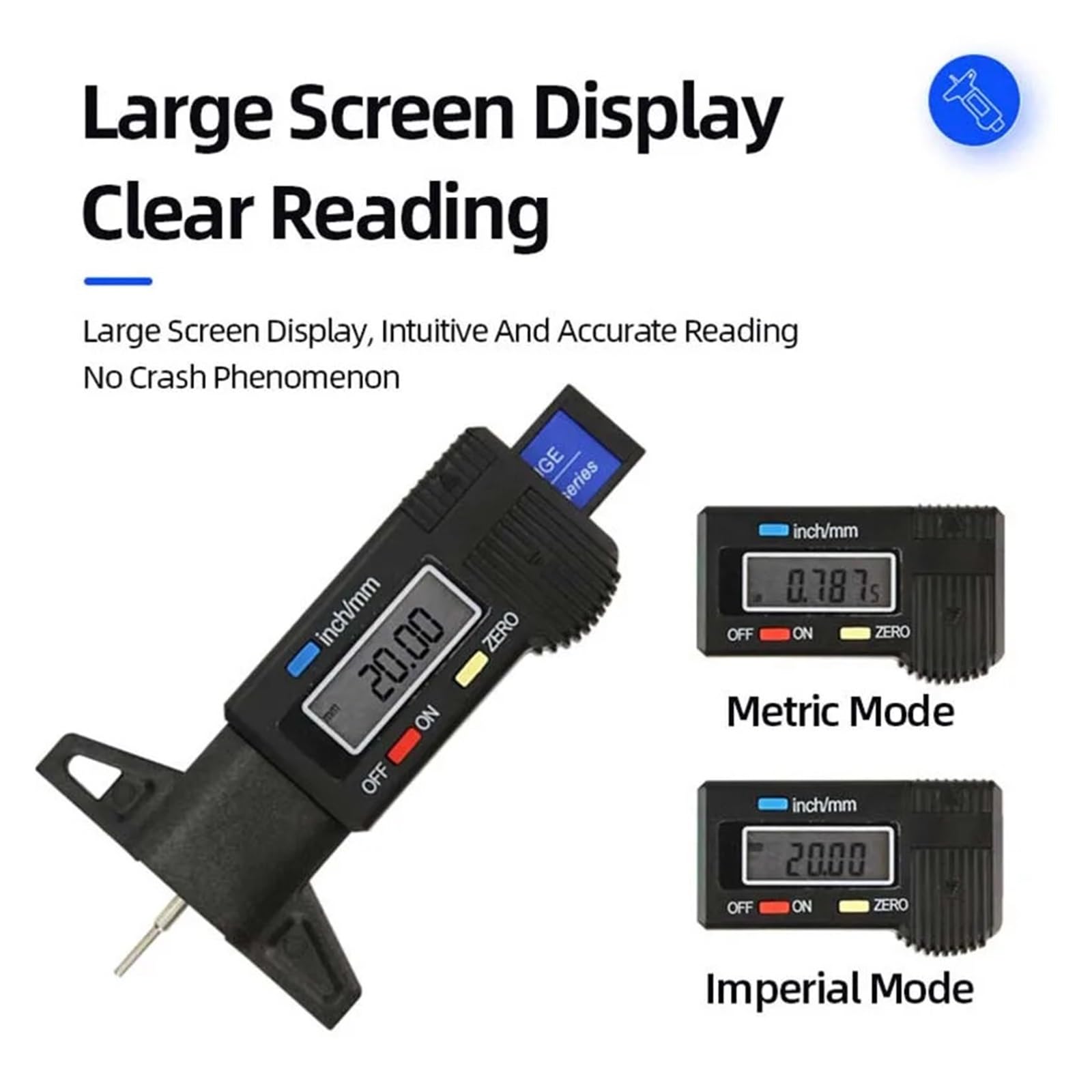 Strumento, 2 pezzi di misuratore profondità del battistrada for pneumatici for auto con display digitale, spessore calibro, monitoraggio 'usura e pastiglie dei freni,per uso domestico(Silver)