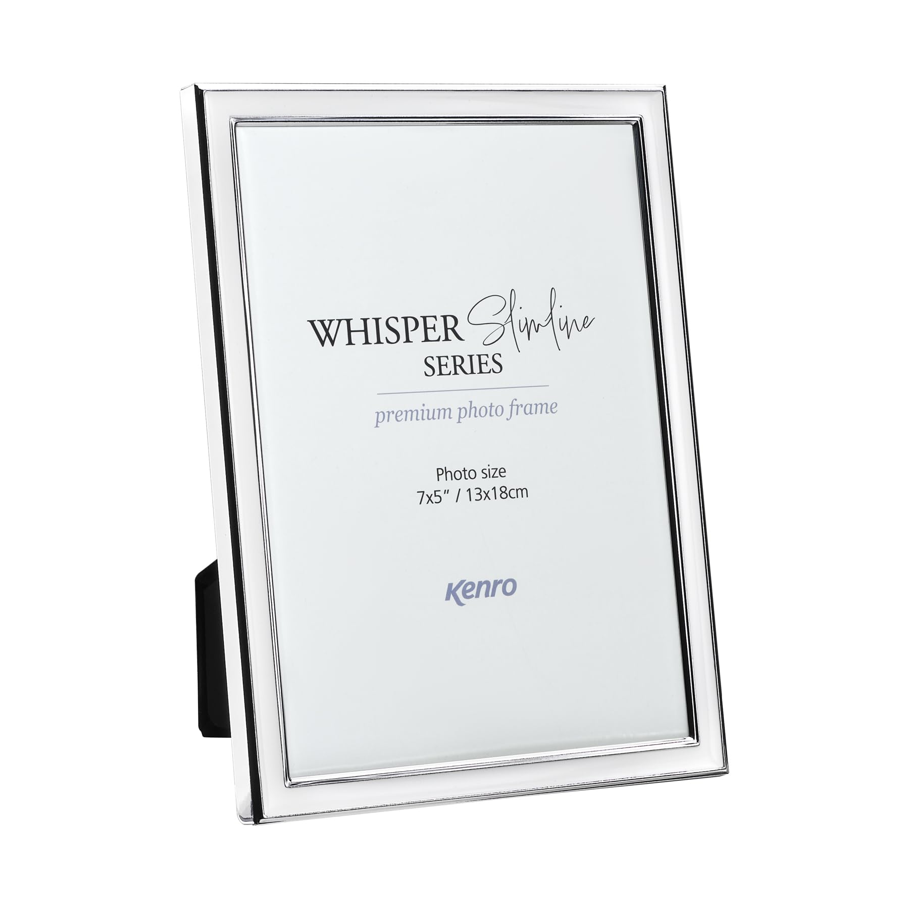 Kenro White Whisper Slimline Photo Frame 7X5 / 13X18cm With Silver Plated Edging - Wss1318w