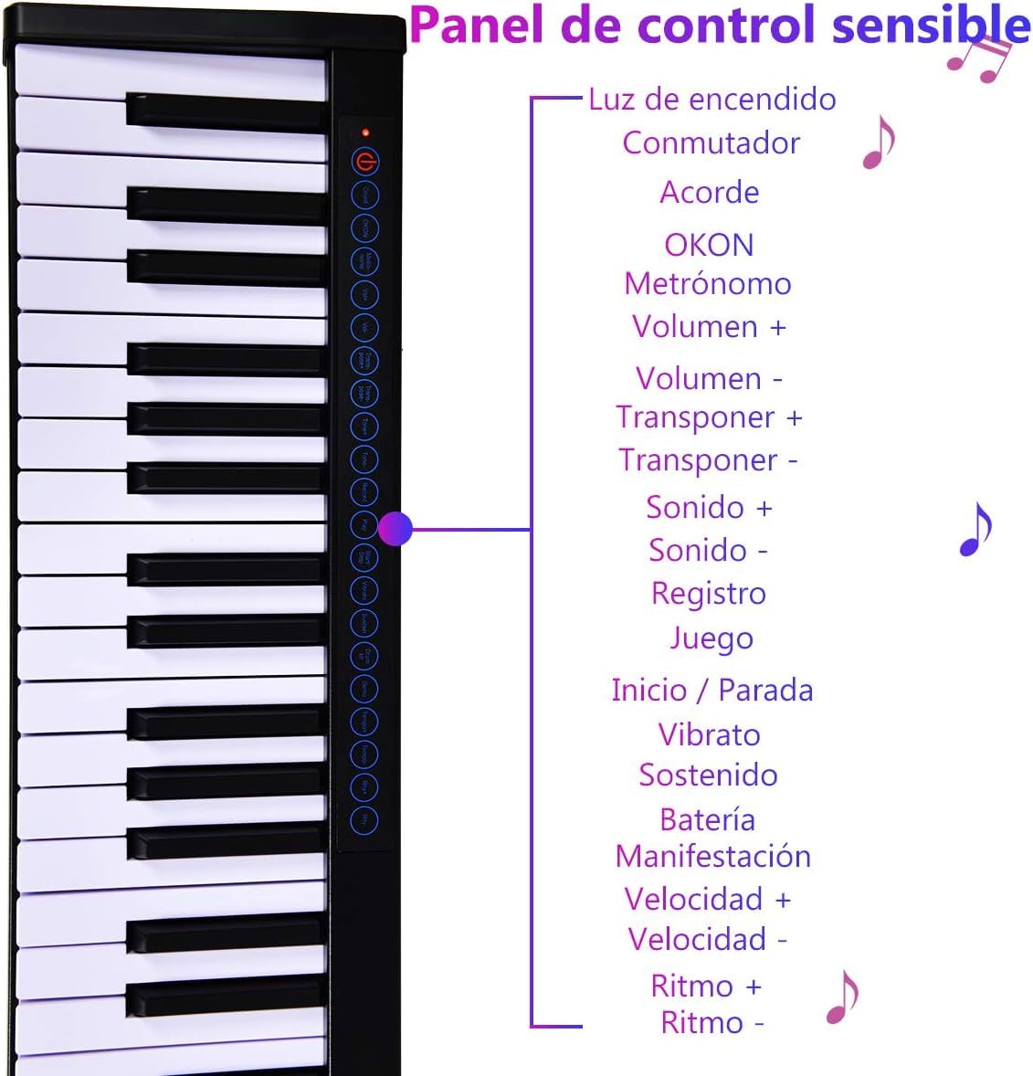 GOPLUS Piano Digital 88 Teclas Portátil, Piano Electrónico Teclado con Función MIDI Bluetooth, 128 Tonos, 128 Ritmos, Pedal y Bolsa de Transporte, Piano Multifuncional para Niños y Principiantes