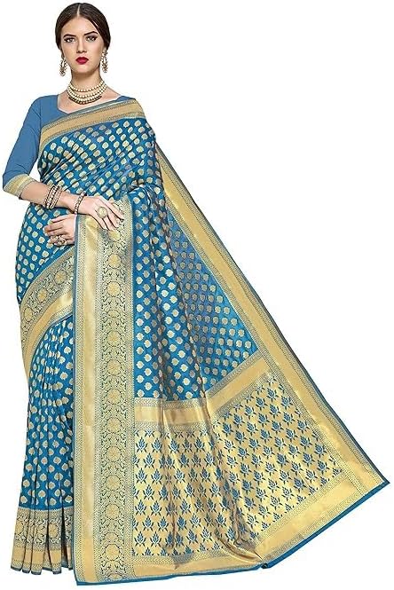 Glory Sarees Women's Woven Pure Soft Kanjivaram Silk Saree Banarasi Style With Blouse Piece for Wedding