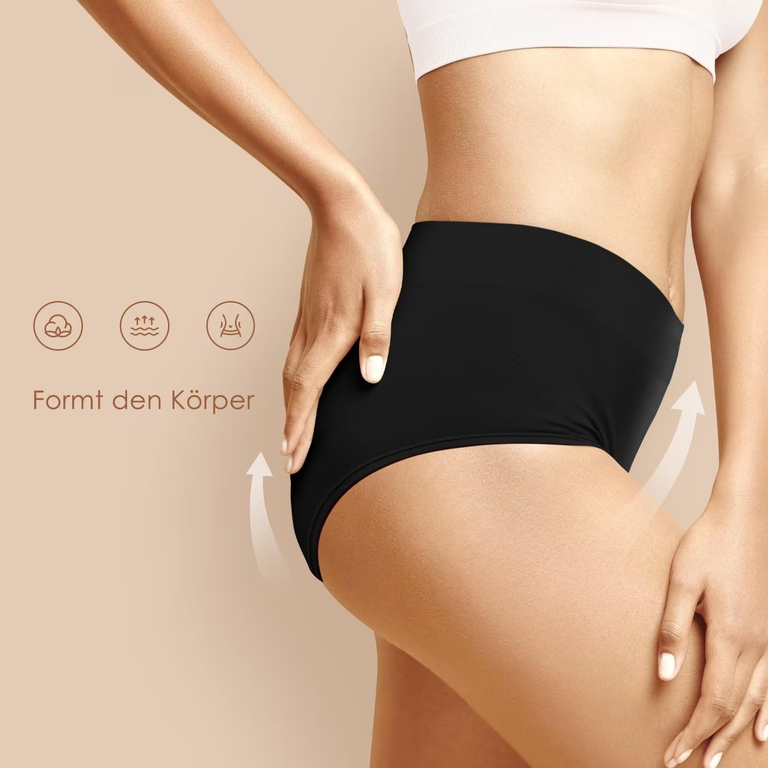 YouShow YouShow Women's High Waist Cotton Briefs Pack of 5 Elastic Flat Stomach in use