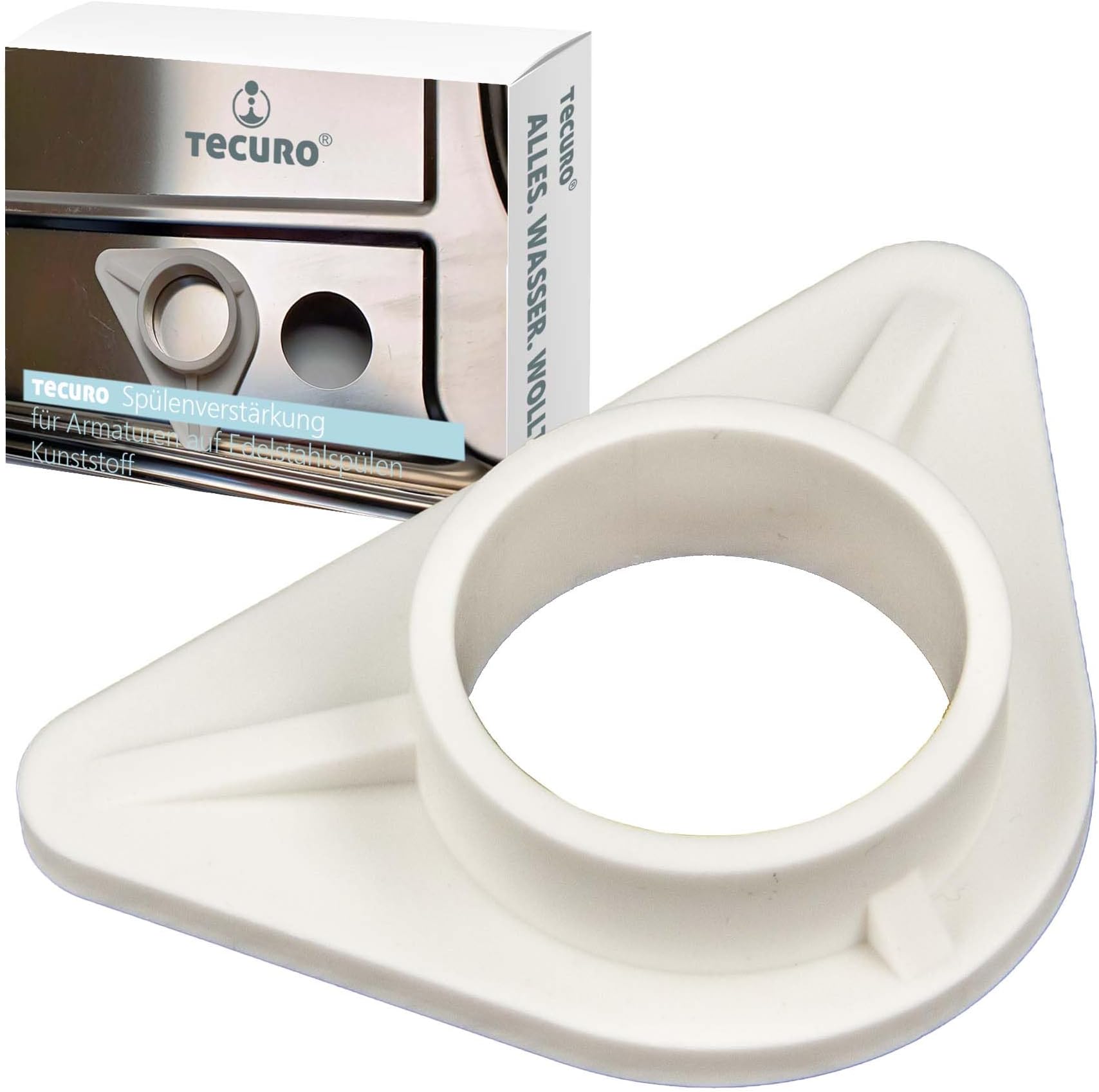 Tecuro Plastic Sink Reinforcer - Stabiliser for Fittings on Stainless Steel Sinks.