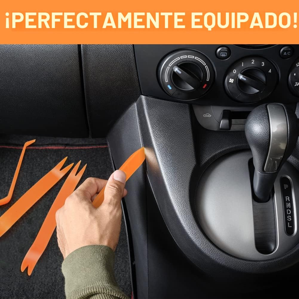 flintronic Kit de Herramientas Desmontaje Coche, 4PCS Herramienta de Desmontar, Desmontadores de Plastico del Panel Frontal del Coche, para Desmontar Audio Vehículo Radio Interior Recubrimiento.
