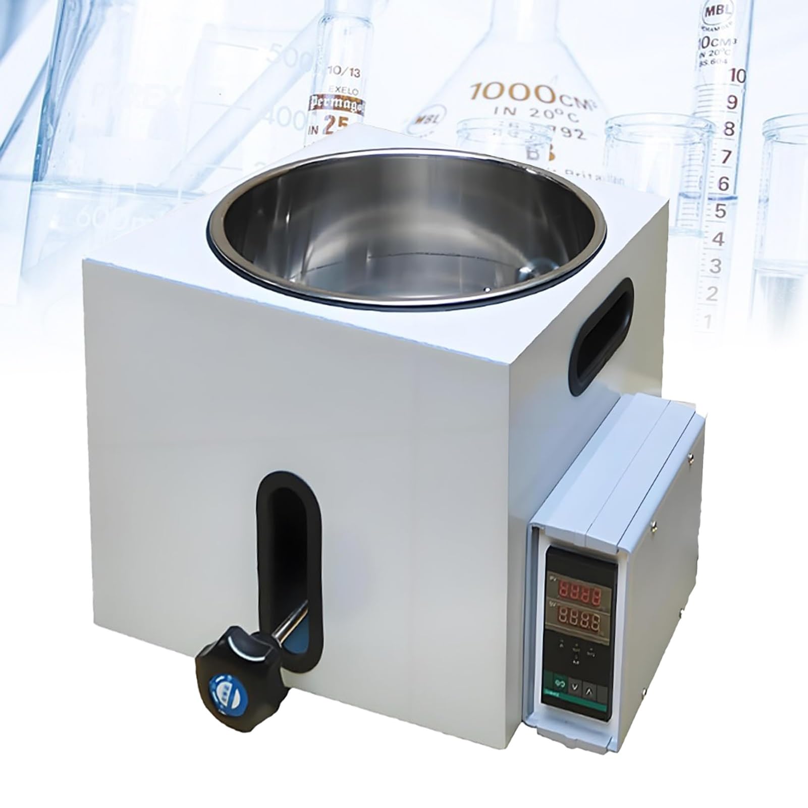 Baño de agua de calefacción digital con pantalla LED, control de temperatura constante, inteligencia PID, forro de acero inoxidable para experimentos de química y uso de laboratorio