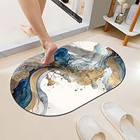 Vista 25 de Alfombra de baño súper absorbente de secado rápido con diseño de mármol negro, blanco, gris, dorado, parte inferior antideslizante de goma, fácil