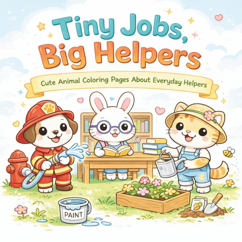 Tiny Jobs, Big Helpers: Cute Animal Coloring Pages About Everyday Helpers for Kids Ages 3–8