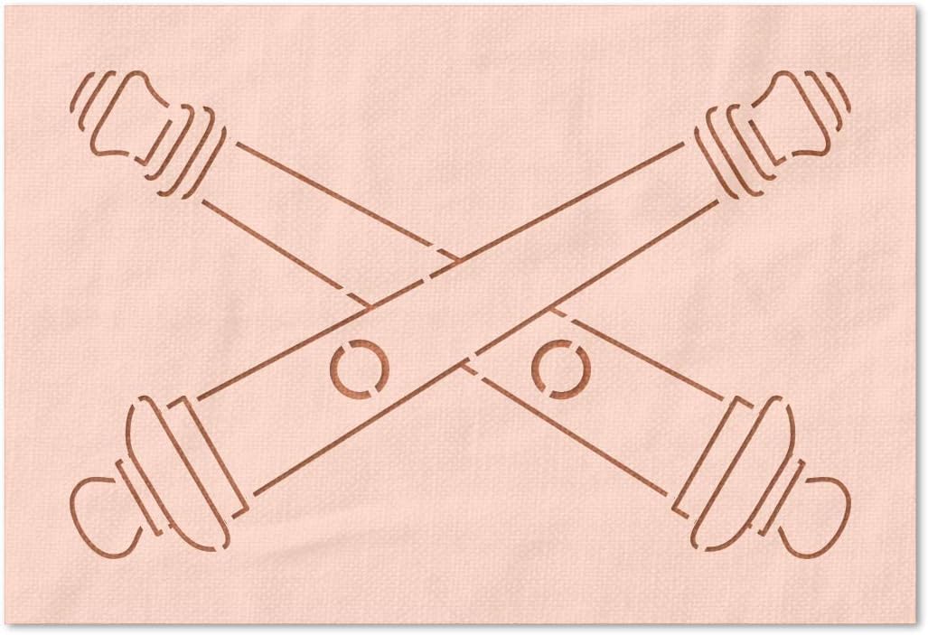 Stencil Stop Cannons Crossed Stencil - Reusable for DIY Projects, Painting, Drawing, Crafts - 14 Mil Mylar Plastic (6 x 3.75 inches)