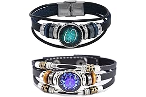 2Pcs Multilayer Zodiac Leather Bracelet: Celebrate Your Cosmic Connection