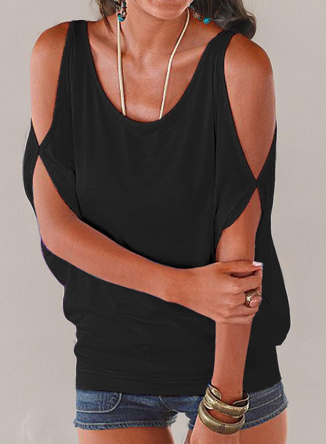 LEIYEE Womens Summer Cold Shoulder Tops Short Sleeve T Shirts Pullover Sexy Casual Dolman Blouses - Image 6