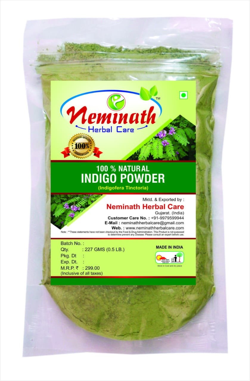 Indigo Leaves Powder For Hair | 100% Ayurvedic, Natural & Herbal | Organically Extracted (Indigofera Tinctoria) For Hair Colour and Herbal Care (Pack of 1) By Neminath Herbal Care (227 Grams)-image-25