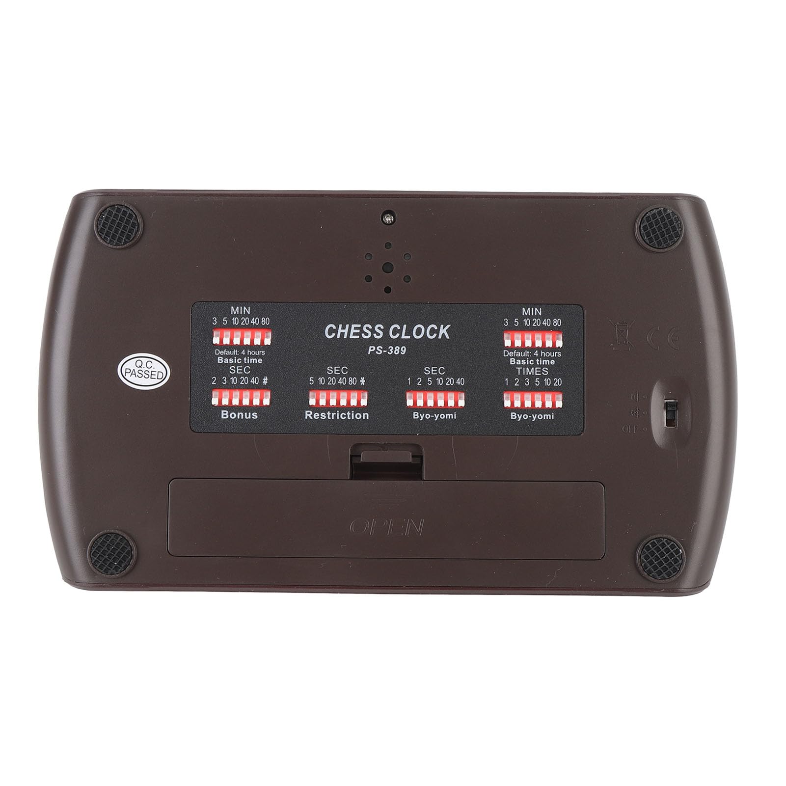 Cocoarm Schachuhr, Digitaler Schach-Timer aus ABS mit Basiszeit-Inkrement-Countdown und Bewegungszähler für Brettspiel-Turniere, Übungsspieler mit 2 AA-Batterien