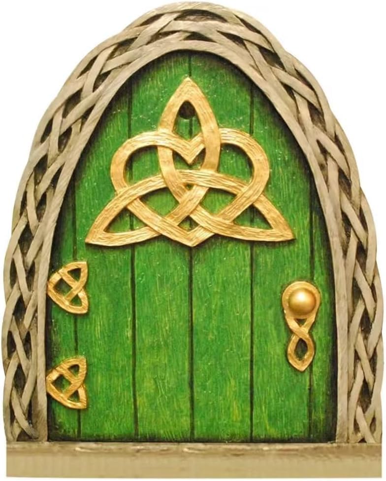 Cawhui Green 3D Mini Fairy Garden Door for Tree, Miniature Fairy Door for Fairytale Tiny House Doors, Bonsai Terrarium Micro Landscape Decoration Accessories Garden Miniatures