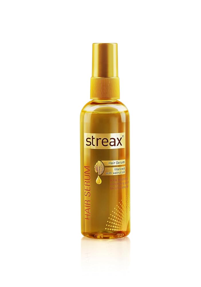 Streax Hair Serum Vitalized with Walnut Oil, For Hair Smoothening & Shine, For Dry & Frizzy Hair – 45 ml