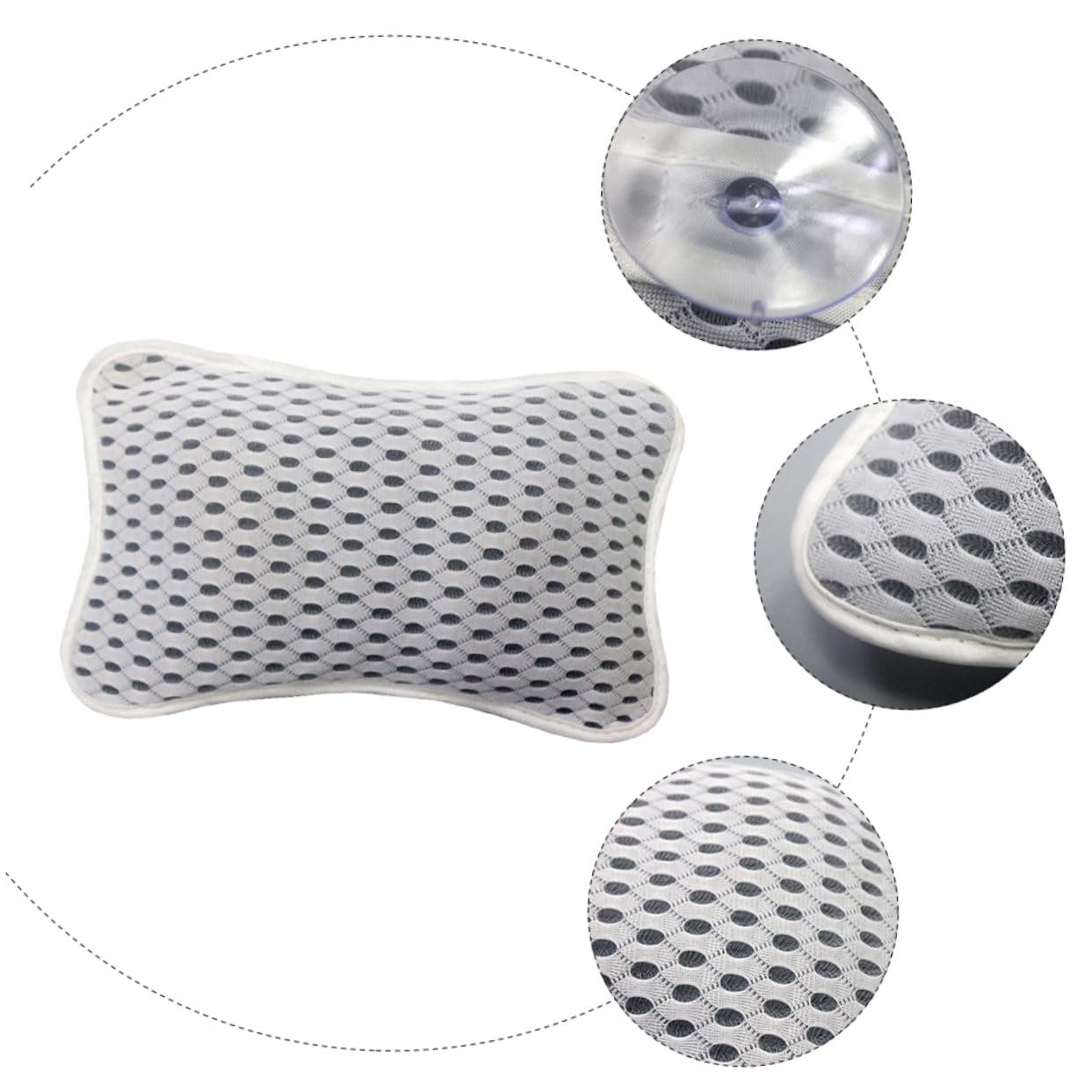 3 Pezzi Cuscino Bagno Antiscivolo Poliestere per Spalle e Adattabile Spa con Ventose Resistenti