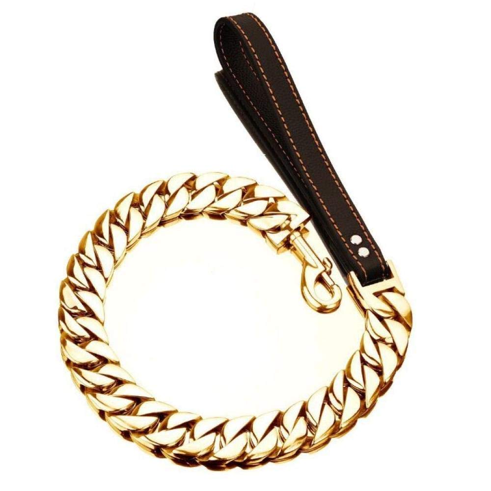 LYVQZPWLRPerros con Herramientas, Correa de adiestramiento for Perros de 32 mm, Cadena de Collar for Perro, Dorada, de Acero Inoxidable 316, for Bulldog y Pitbull, Cadena de adiestramiento for Perros