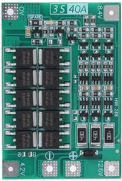 ELBOTICSยฎ 3S BMS 40A 11.1V 12.6V 18650 Lithium ion Battery BMS PCM Battery Protection Board BMS PCM With Balance For Li-ion Battery Cell Pack Circuit Module