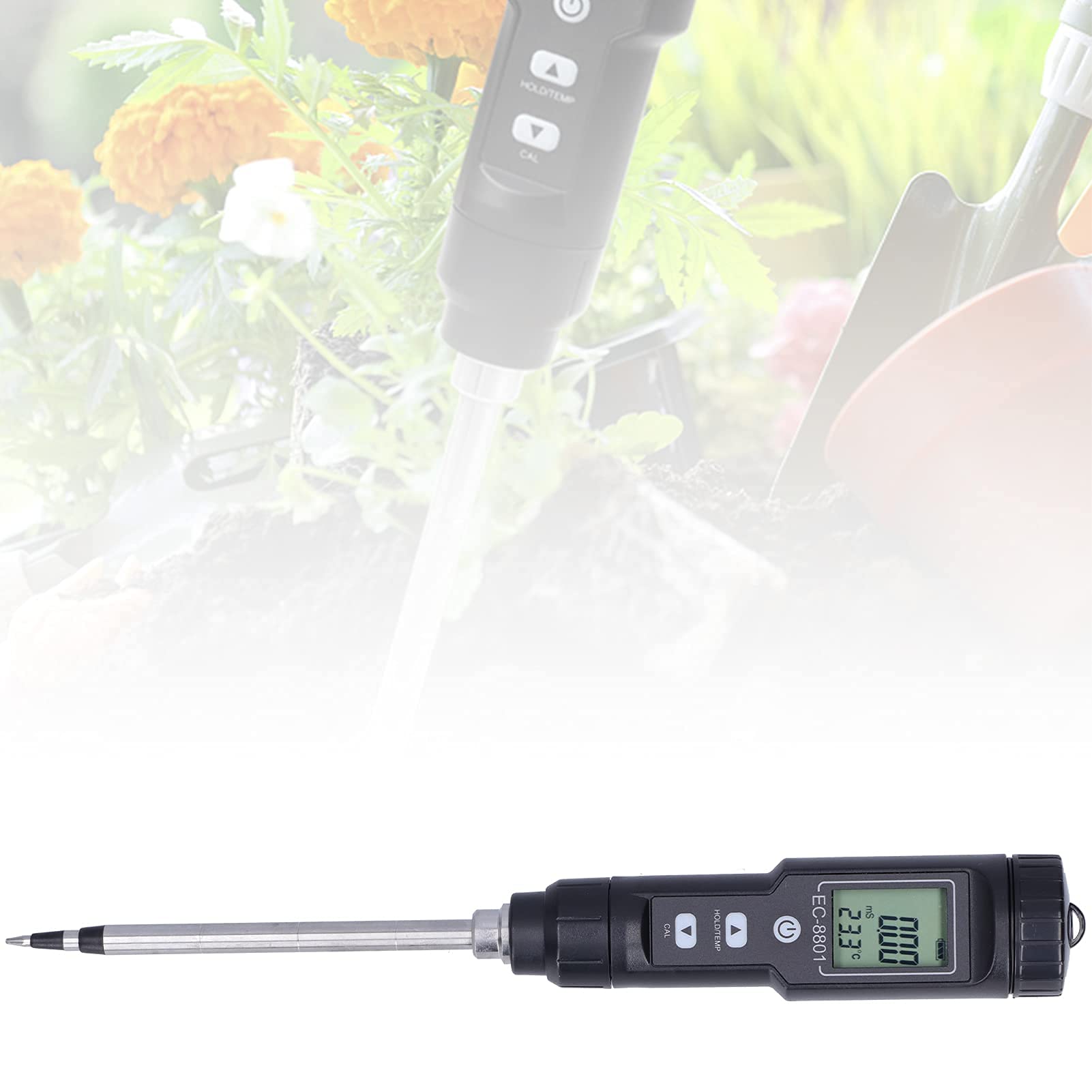 Fdit Medidor de EC, medición de Alta precisión de la conductividad y Temperatura del Suelo Medidor de EC del Suelo portátil para Laboratorio para plantación de Tierras agrícolas para Agricultura