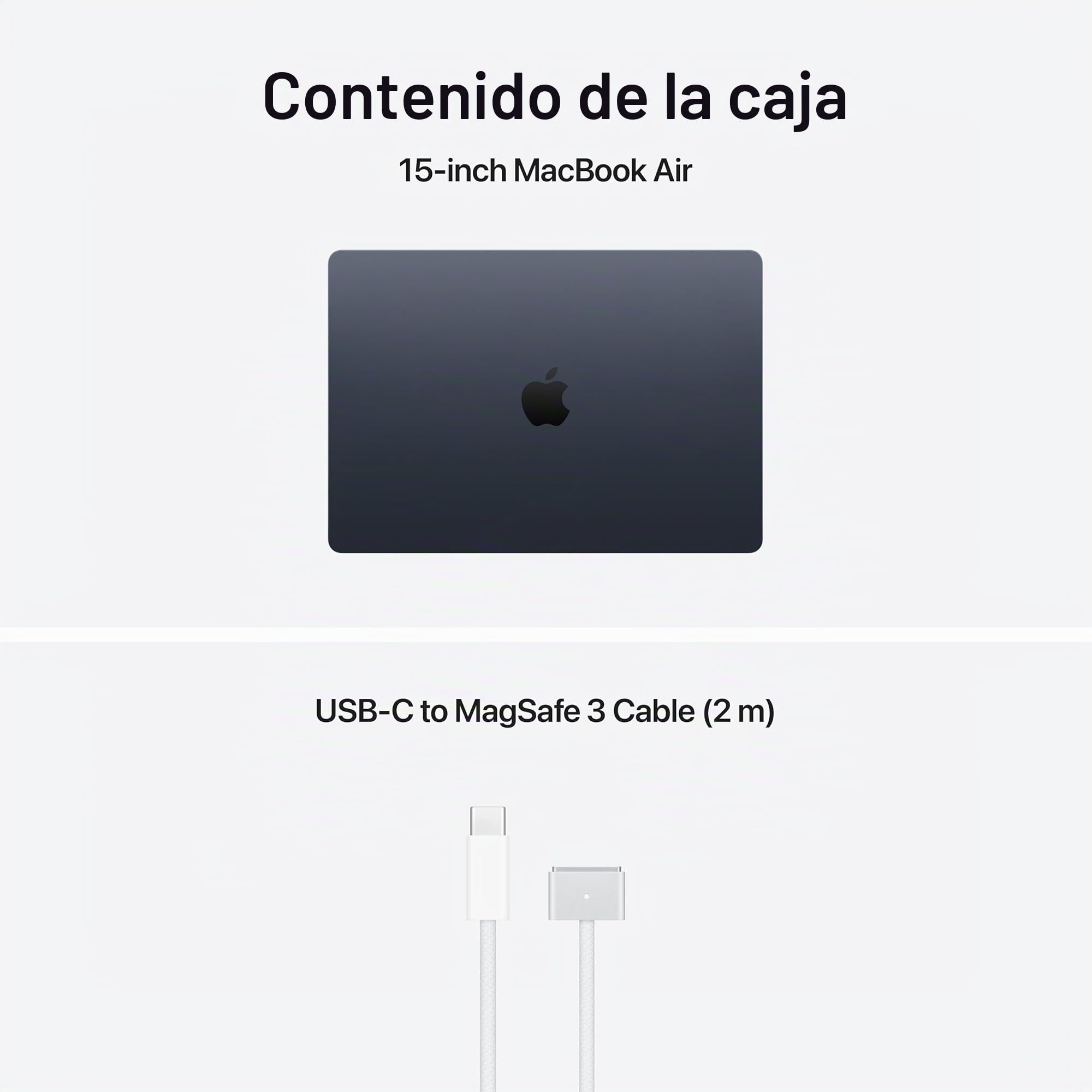 Apple MacBook Air de 15,3 Pulgadas con Chip M5: Pantalla Liquid Retina, CPU de 10 núcleos, GPU de 10 núcleos, 16 GB de Memoria unificada, 1 TB de SSD, Wi-Fi 7,Teclado portugués; Medianoch