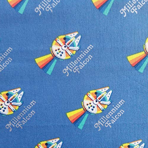 Star Wars Milennium Falcon Blue Rainbow Tela de algodón por 50 cm para costura