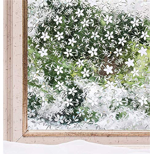 Image of Elton 3D Window Films Privacy Film Self Adhesive Decorative Film for Bathroom Door Window Heat Control Anti UV (Small White Patti) 24 x 96 inches-Vinyl