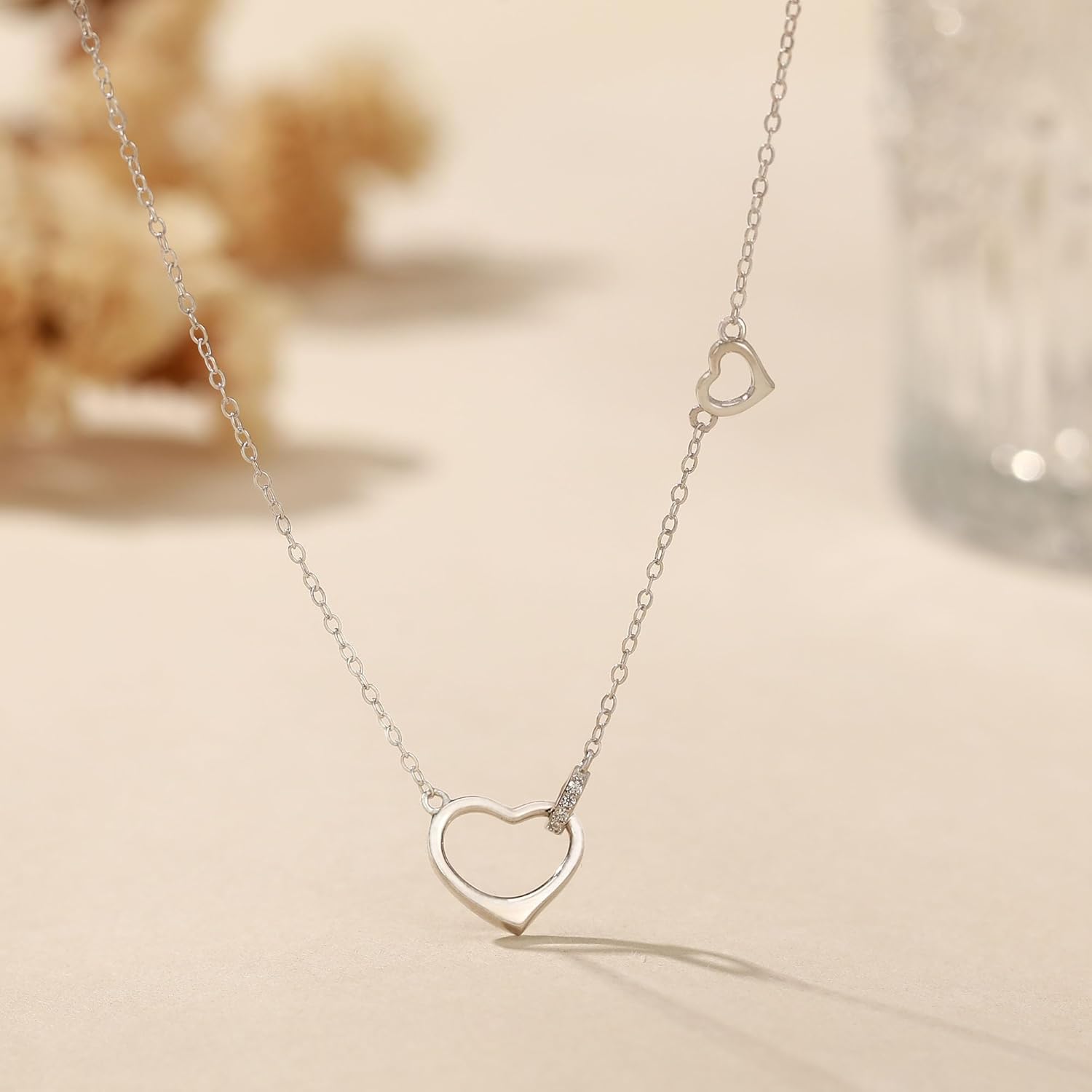 925 Sterling Silver Dainty Interlocking Circles Necklaces for Women 14K Gold Plated Double Hoop CZ Pendant Necklace Lobster Buckle to Daughter Mother Friendship Wedding Christmas Jewelry Gift for Her - Image 6