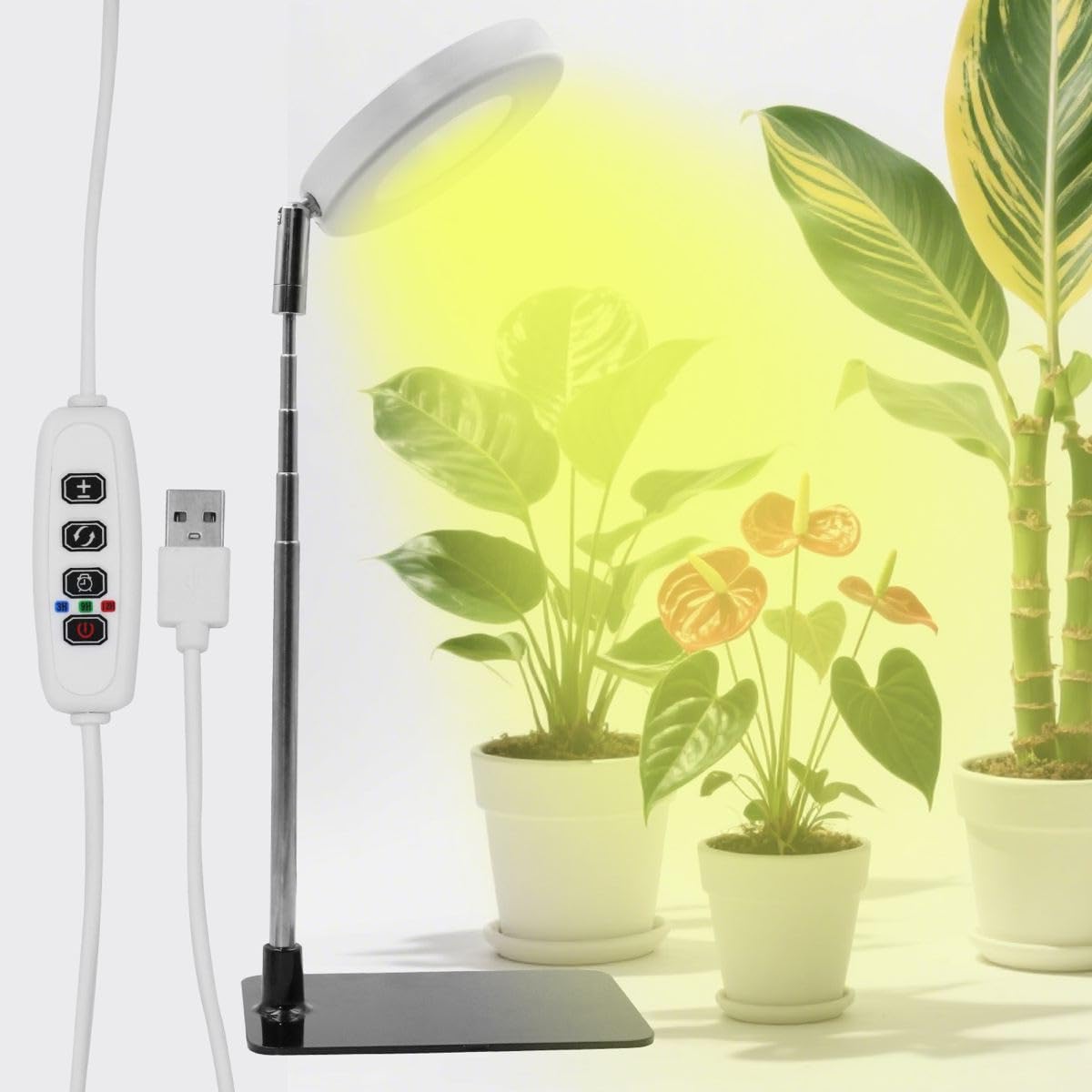 winova 植物育成ライト LEDスタンド 高さ調整可 USB給電式 室内栽培用 9段階調光 タイマー機能（3H/9H/12H） 太陽光模擬 省エネ 水耕栽培 多肉植物 苗木 観葉植物用