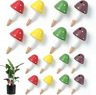 Plant Watering Globes, 16 Pack Self-Watering Terracotta Spikes - Mushroom Shape Irrigation Devices for Indoor & Outdoor Plants, Slow Release Watering System