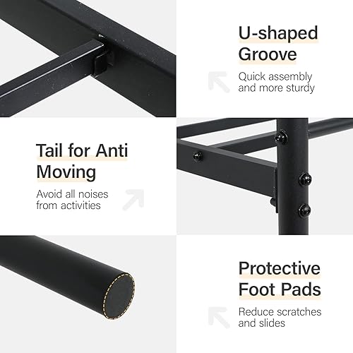 Miniatura 4 de Base de cama King de 12 pulgadas con cabecero, marco de cama de metal resistente con almacenamiento, base de cama de colchón no necesita somier,