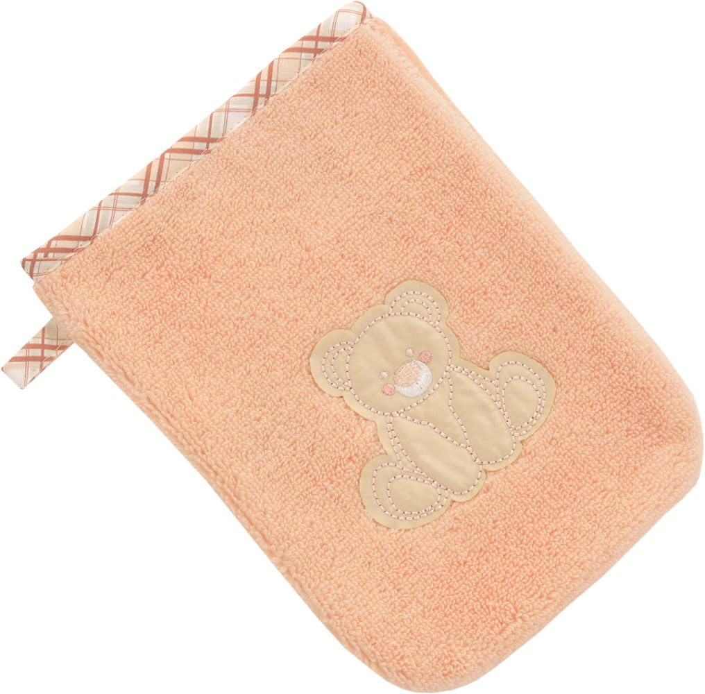 Vossen Teddy Bear Set composto da asciugamano con cappuccio, asciugamano e guanto da bagno (Light Peach)