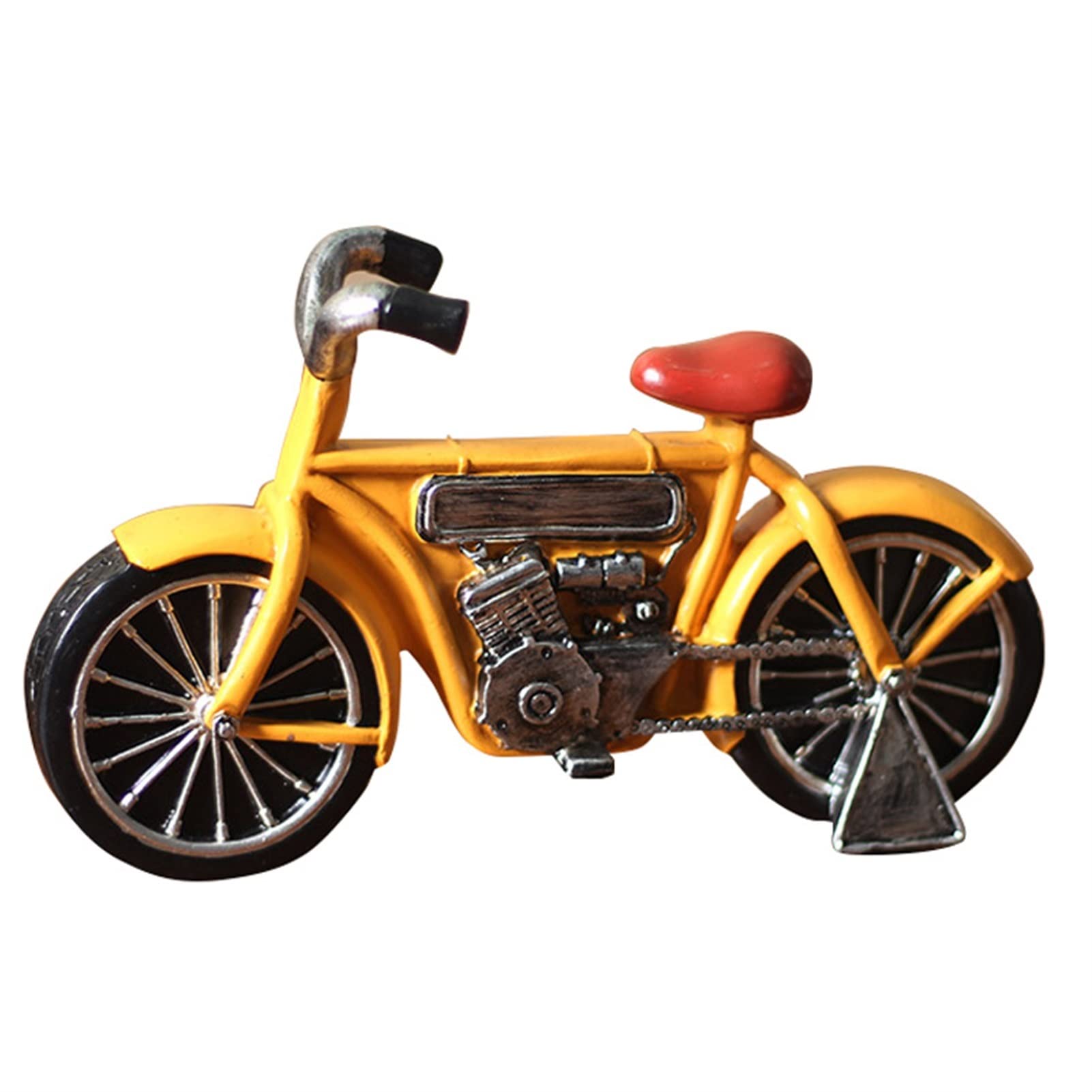 Meiiron Desk Decorative Ornaments, Vintage Bicycle Model Ornament for Livingroom/Bedroom/Wine Cabinet/Cafe Photography Props 8.6x5.1x2.7 Inch (Color : Yellow)