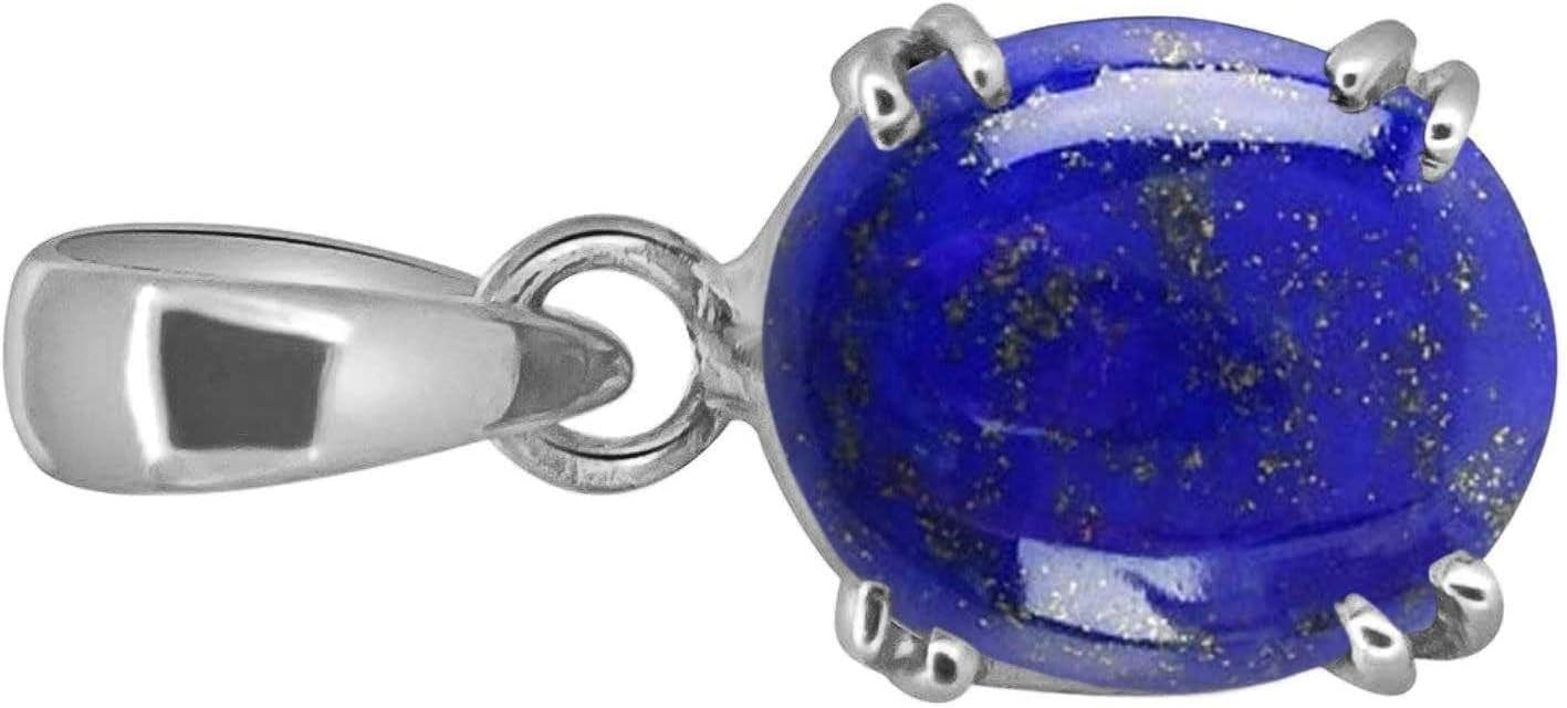 Lapise lapis lazuli Certfied Necklace - precious Oval Shape Stone Pendant 8.55 Carat ( 9.25 Ratti ) Pure 925 Sterling Silver Pendant - Image 4