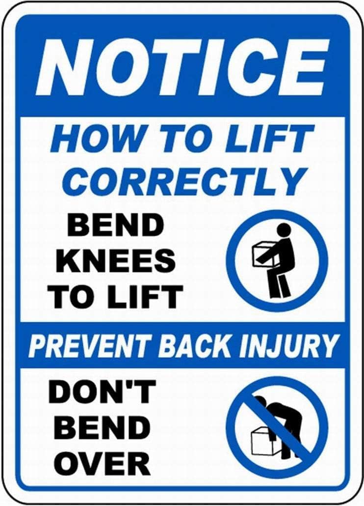 Notice How to Lift Correctly Rust Free Aluminum Tin Sign - Safety Warning Decor with Pre-Drilled Holes for Factory, Warehouse - 16x12 Inch​