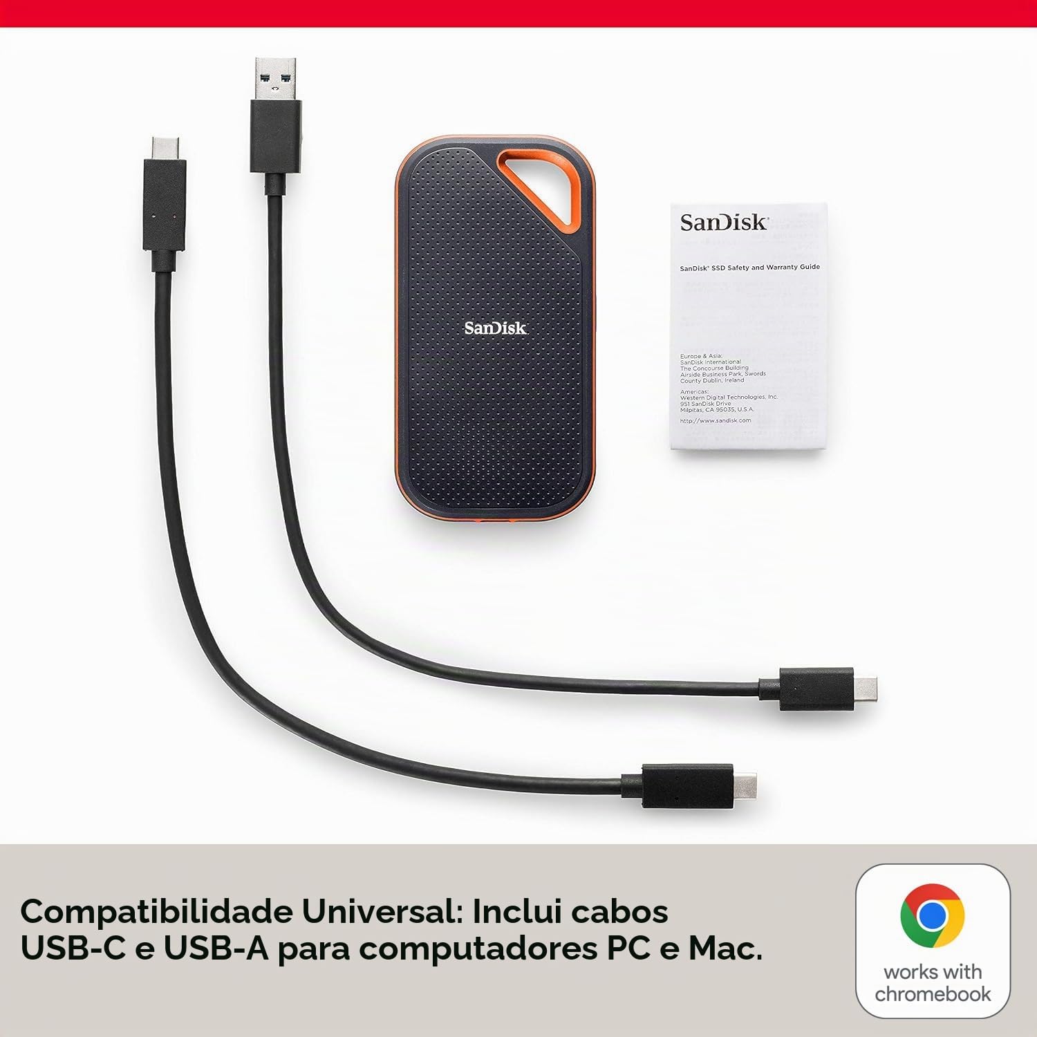 SanDisk SSD portátil Extreme Pro de 4 TB - até 2000 MB/s - USB-C