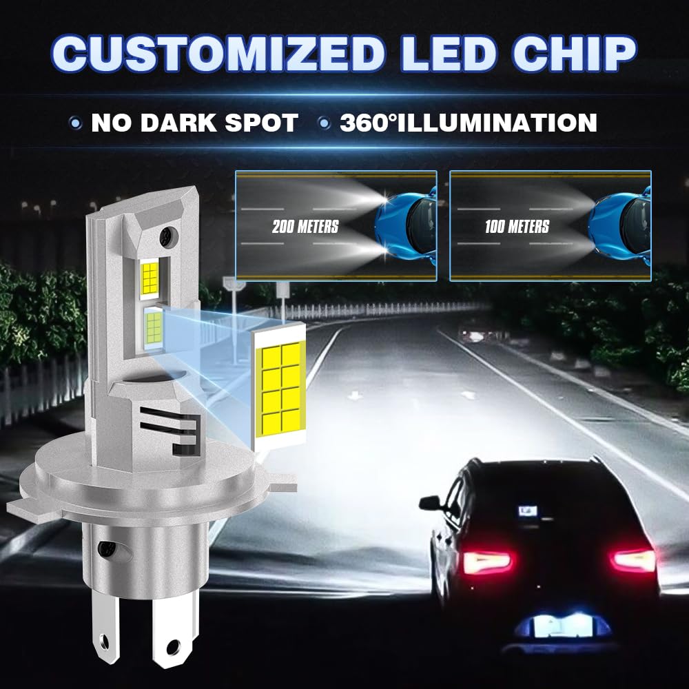 Lampadina H4 LED KaiDengZhe 6000K 5000LM – Plug & Play Per Moto E Scooter, Impermeabile IP67