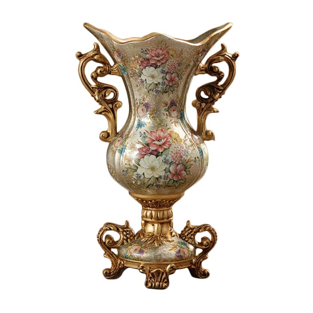 SnamicE American Style Retro Vase Creative Resin Handmade Large Vase Decoration Living Room Porch Desktop Dining Table Flower Arrangement Decoration Crafts,