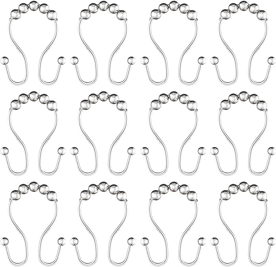 Utopia Alley Shower Rings, Double Roller Ball Shower Curtain Rings for Bathroom, Rust Resistant Stainless Steel Shower Curtain Hooks Rings (Chrome)