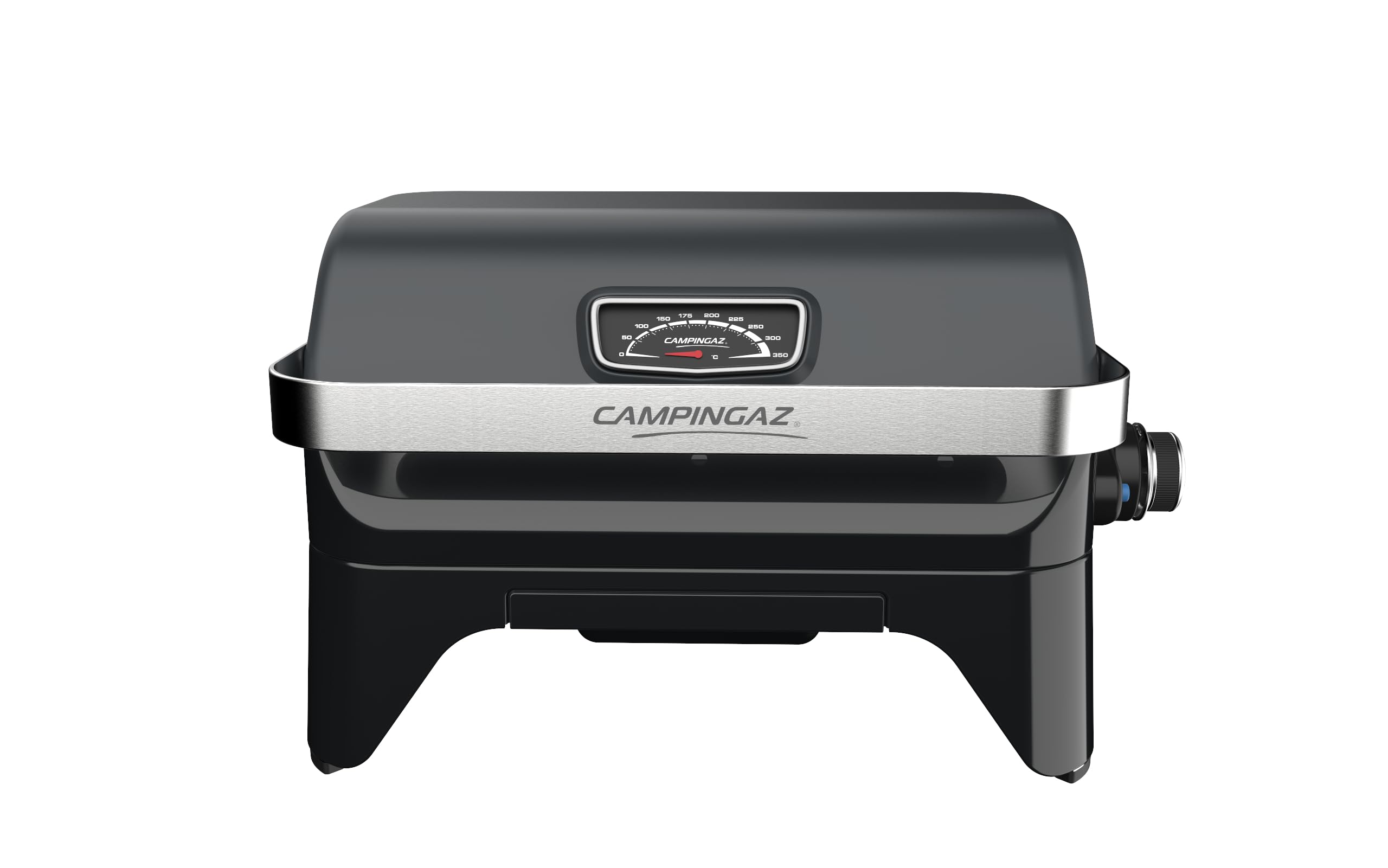 CAMPINGAZ Attitude2go Barbecue à gaz avec couvercle portable pour balcon, barbecue de camping avec thermomètre et grill en fonte, fonctionne avec des bouteilles de gaz standard