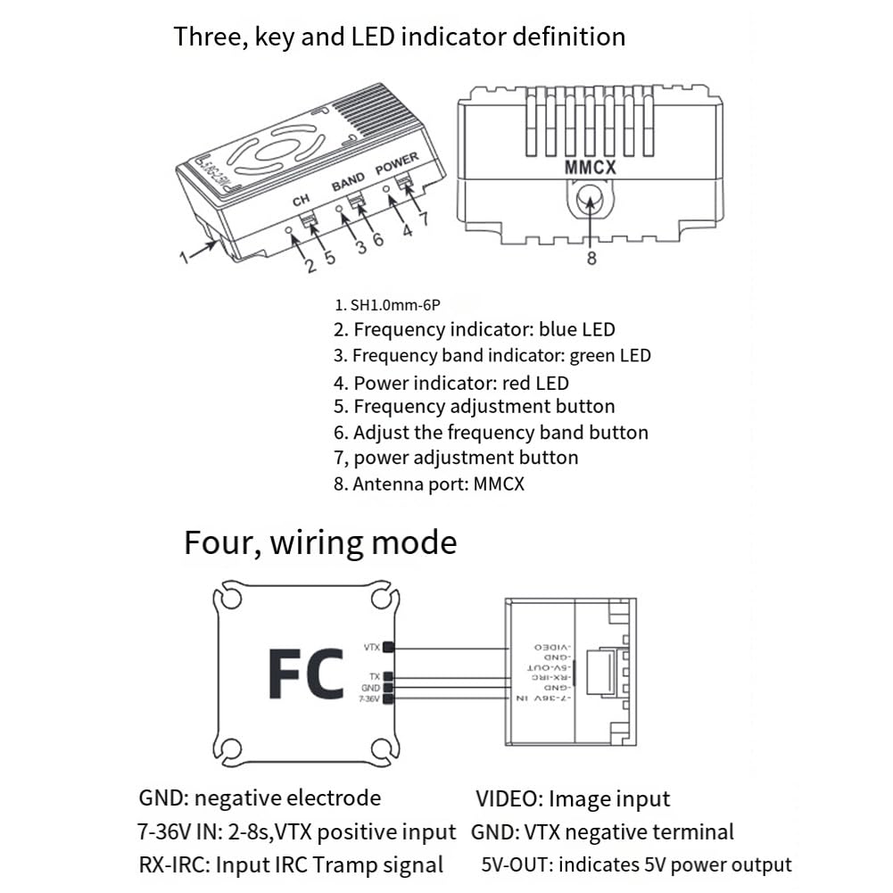 4,9 G 2,5 W FPV VTX 25 Mw-2500 MW Videosender Eingebautes Mikrofon Hochleistungs-VTX für FPV-Drohnen mit Großer Reichweite RC-Drohnen
