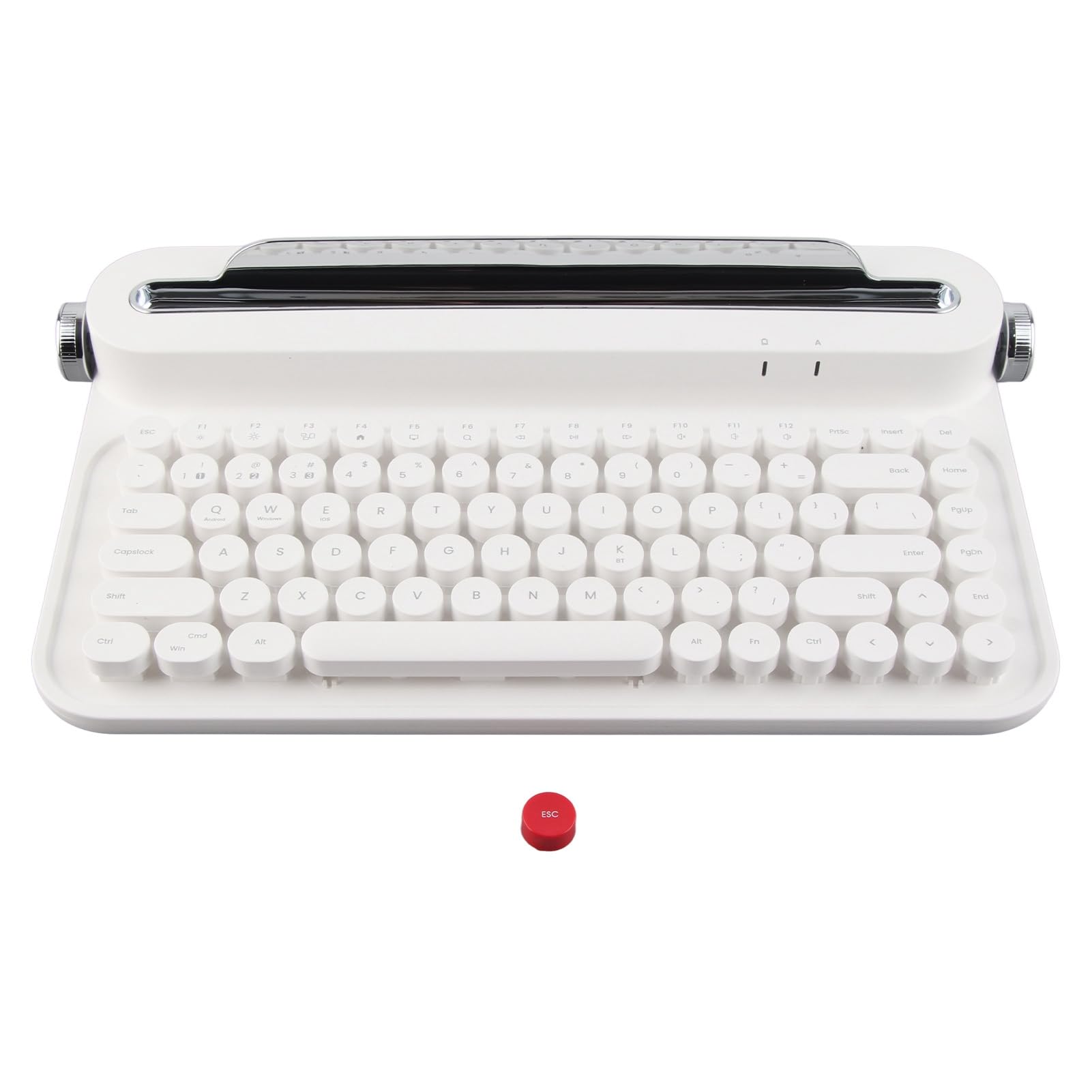 Tastiera Bluetooth retrò, tastiera per macchina da scrivere wireless da 33 piedi 86 tasti con supporto per smartphone integrato