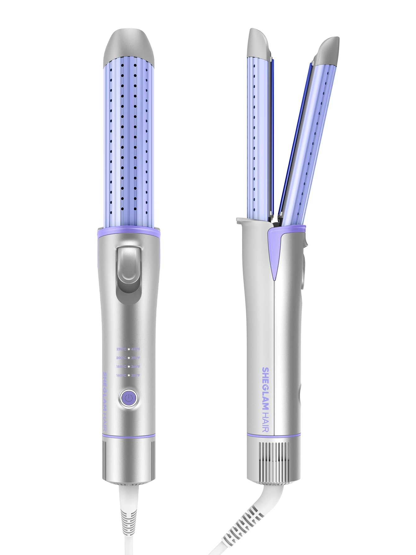 SHEGLAM Kaltluft Glätteisen Kamm mit 360° Luftstrom Styler Lockenstab, Haarglätter mit Kühl-Luftventilen für langanhaltende Frisur, 4 Temperaturstufen, Dualspannung