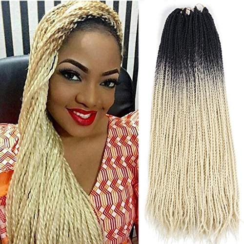 Ombre Senegalese twist 2x Kanekalon Synthetic crochet braiding hair 5 packs/lot 24inch (black blonde)