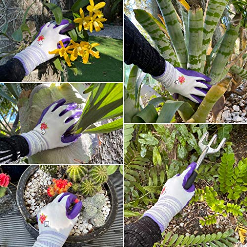 Artak Gardening Gloves For Women - 3 Pairs, Lightweight & Breathable, Nitrile Coating thumb #3